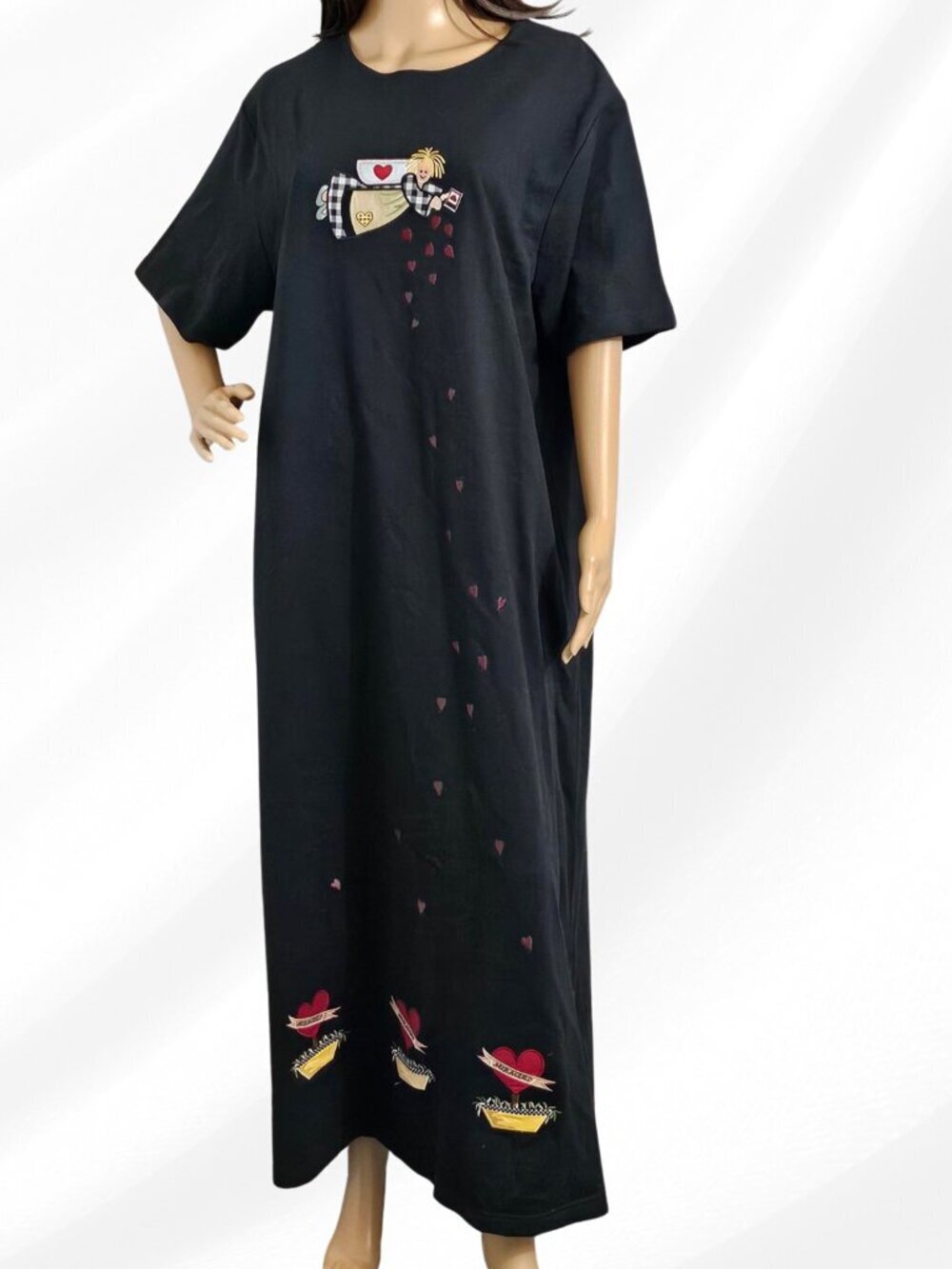 Quacker Factory Black Maxi T Shirt Dress Size 1X Casual